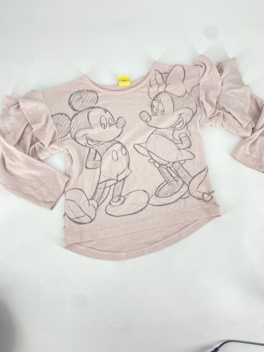 Disney Mickey & Minnie Mouse Girls Shirt – Size 6X – Ruffle Sleeves – Sketch Gra